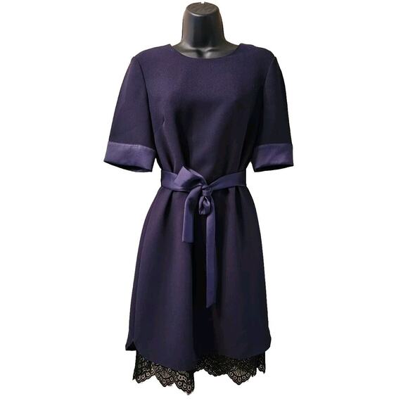 Tommy‎ Hilfiger Womens Lace Hem A-line Navy Dress SZ 6 - Picture 1 of 12